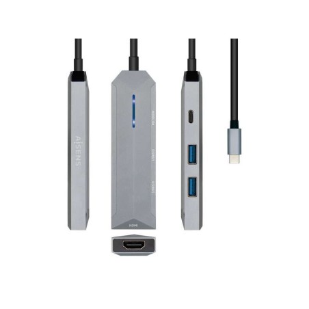 Aisens USB-C Dock 4 in 1 - Da USB-C a 1xHDMI - 2xUSB - 1xPD - 15 cm - Colore Grigio