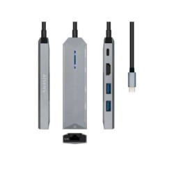 Aisens USB-C Dock 5 in 1 - Da USB-C a 1xHDMI - 1xRJ45 - 2xUSB - 1xPD - 15 cm - Colore Grigio