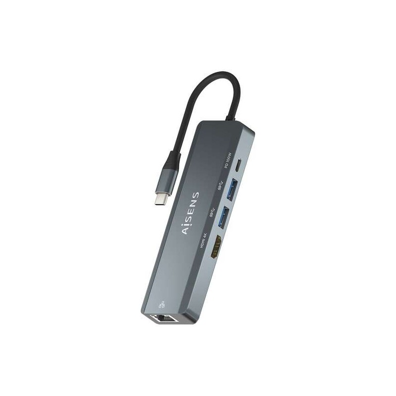 Aisens USB-C Dock 5 in 1 - Da USB-C a 1xHDMI - 1xRJ45 - 2xUSB - 1xpd - 15 cm - Colore Grigio Aisens USB-C Dock 5 in 1 - Da USB-C a 1xHDMI - 1xRJ45 - 2xUSB - 1xpd - 15 cm - Colore Grigio
