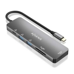 Aisens USB-C Dock 6 in 1 - Da USB-C a 1xHDMI - 2xUSB-A - 1xUSB-C PD 100W - 1xSD - 1xMicro SD - 15 cm