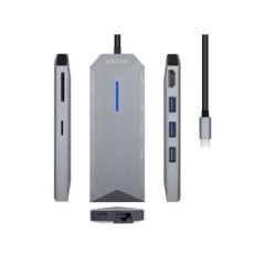 Aisens USB-C Dock 8 in 1 - Da USB-C a 1xHDMI - 1xRJ45 - 3xUSB - 1xPD - 1xSD - 1xMICRO SD - 15cm - Colore Grigio