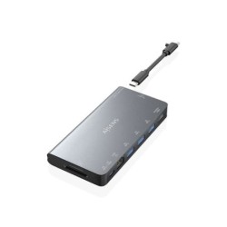 Aisens USB-C Dock 8 en 1 - USB-C a 1xHDMI - 1xRJ45 - 3xUSB-A - 1xUSB-C Datos+PD - 1xSD - 1xMicro SD - 10cm - Color Gris
