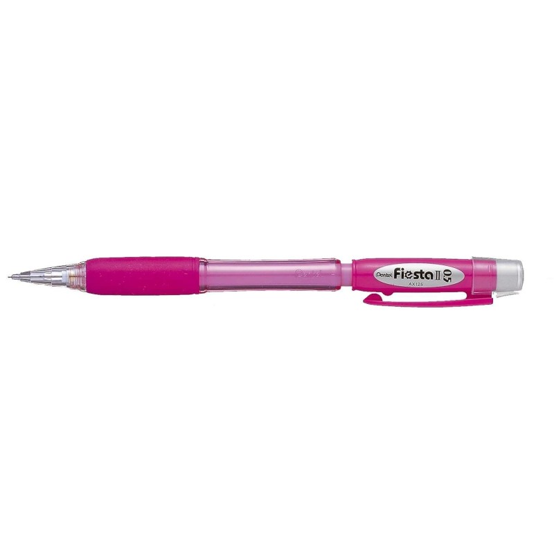 Pentel Fiesta II Portaminas HB 0.5mm con Goma - Incluye 2 Recargas - Grip de Goma - Diseño Ergonomico - Color Rosa Pentel Fiesta II Portaminas HB 0.5mm con Goma - Incluye 2 Recargas - Grip de Goma - Diseño Ergonomico - Color Rosa