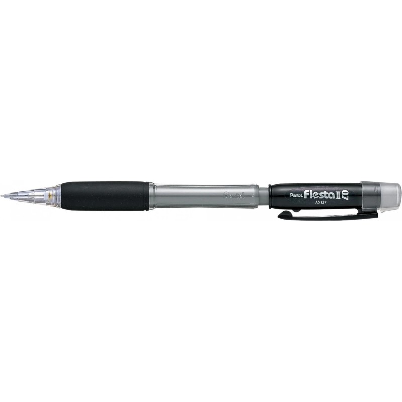 Pentel Fiesta II Portaminas HB 0.7mm con Goma - Incluye 2 Recargas - Grip de Goma - Diseño Ergonomico - Color Negro Pentel Fiesta II Portaminas HB 0.7mm con Goma - Incluye 2 Recargas - Grip de Goma - Diseño Ergonomico - Color Negro