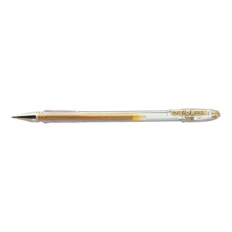 Pilot Gel Pen G1 - Ricaricabile - Punta sferica 0,7 mm - Corsa 0,32 mm - Corpo trasparente - Colore oro 12pz 12pz