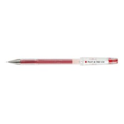 Pilot Boligrafo de Gel G-Tec C4 - Extra Fino - Recargable - Punta de Bola 0.4mm - Trazo 0.2mm - Color Rojo