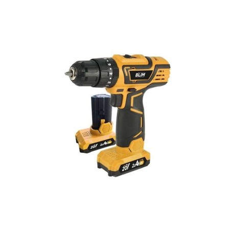 Trapano a percussione a batteria Blim 20V 2Ah - Include 2 batterie - Coppia massima 32 Nm - 2 velocità 0-400/0-1500 giri/min - C