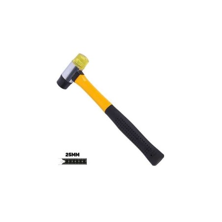 Martello rimbalzante Blim a doppia faccia - 25 mm - Faccia in poliuretano e nylon - Manico in fibra di vetro - Colore nero