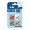 Milan 430 Confezione da 4 Gomme Quadrate - Pangrattato - Gomma Sintetica Morbida - Colori Assortiti