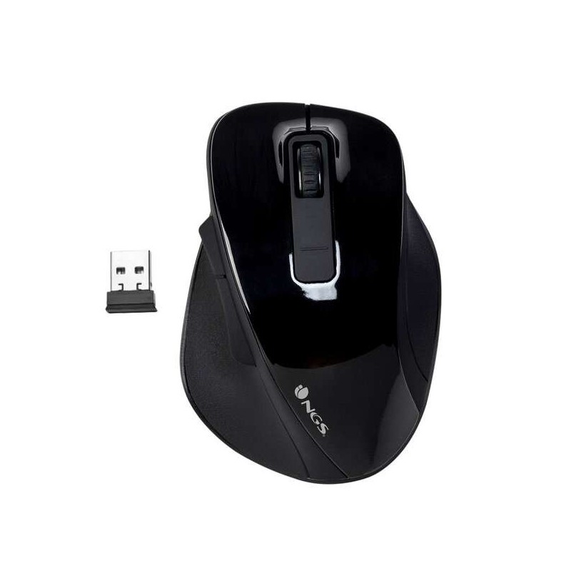 Mouse USB wireless NGS Bow 1600 dpi - 4 pulsanti - Utilizzo per destrimani - Colore nero Mouse USB wireless NGS Bow 1600 dpi - 4 pulsanti - Utilizzo per destrimani - Colore nero
