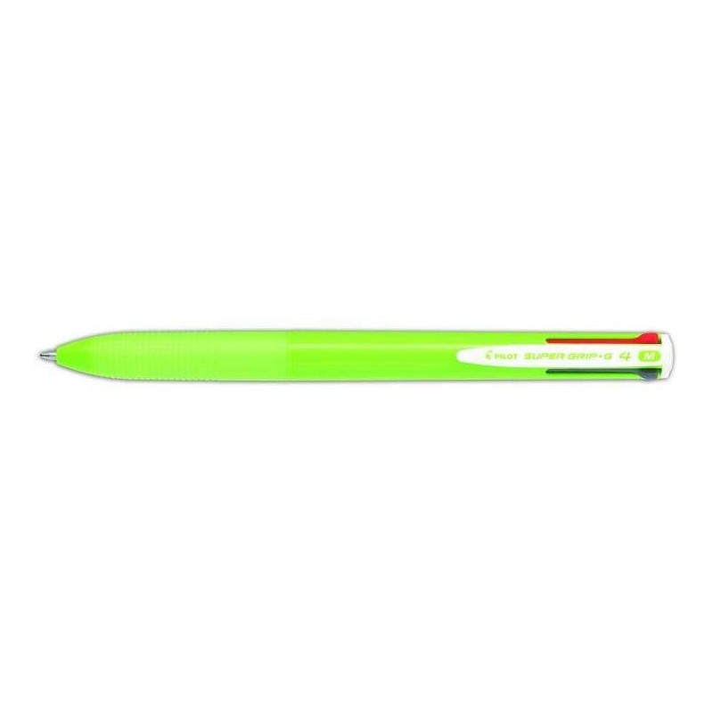 Penna a sfera retrattile Pilot Super Grip G4 - 4 colori - Punta da 1,0 mm - Corsa da 0,27 mm - Corpo verde lime 12pz 12pz Penna a sfera retrattile Pilot Super Grip G4 - 4 colori - Punta da 1,0 mm - Corsa da 0,27 mm - Corpo verde lime 12pz 12pz