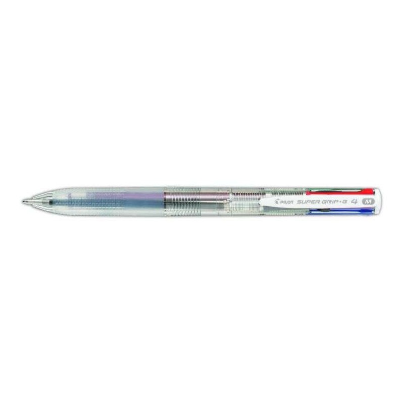 Pilot Boligrafo de Bola Retractil Super Grip G4 - 4 Colores - Punta 1.0mm - Trazo 0.27mm - Cuerpo Transparente Pilot Boligrafo de Bola Retractil Super Grip G4 - 4 Colores - Punta 1.0mm - Trazo 0.27mm - Cuerpo Transparente