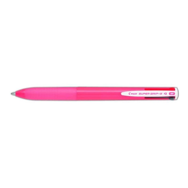 Pilot Boligrafo de Bola Retractil Super Grip G4 - 4 Colores - Punta 1.0mm - Trazo 0.27mm - Cuerpo Rosa