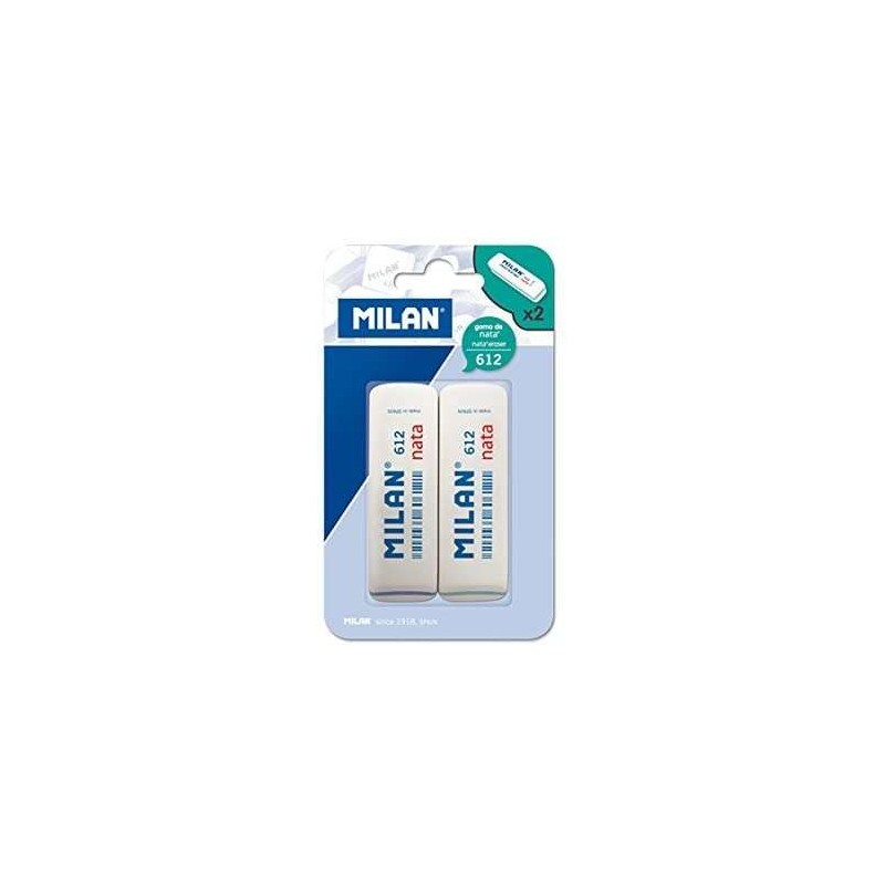 Milan Nata 612 Confezione da 2 Gomme Smussate - Plastica - Morbida - Non Abrasiva - Colore Bianco Milan Nata 612 Confezione da 2 Gomme Smussate - Plastica - Morbida - Non Abrasiva - Colore Bianco