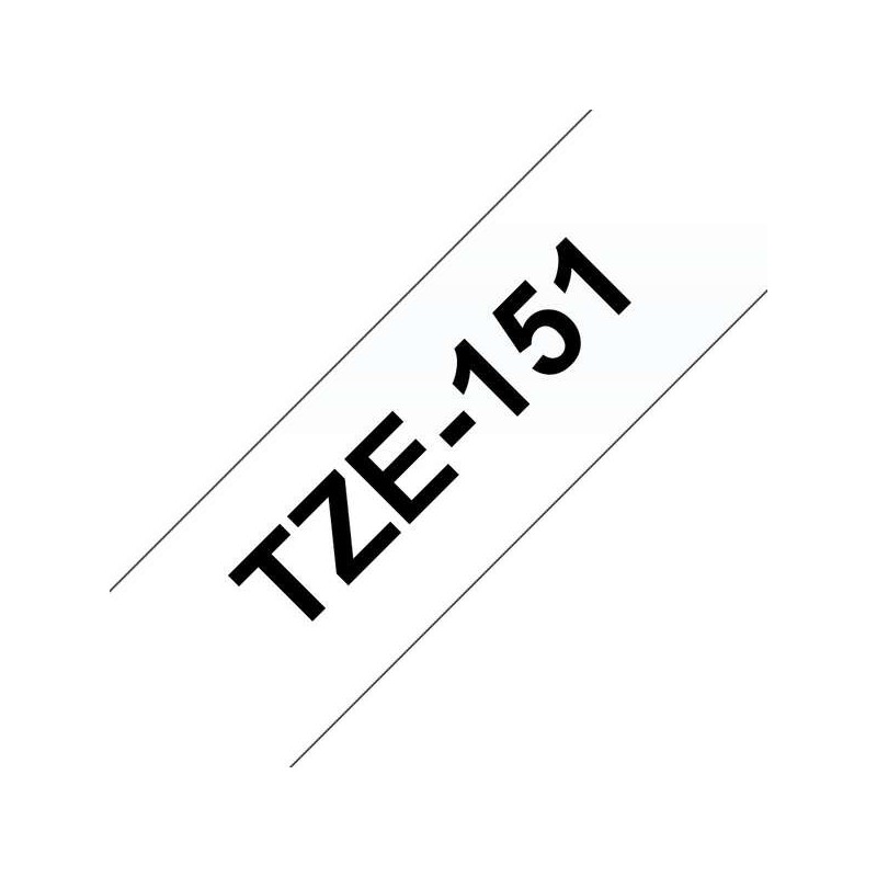 Nastro per etichette laminato generico Brother TZe151 - Testo nero su sfondo trasparente - Larghezza 24 mm x 8 metri Nastro per etichette laminato generico Brother TZe151 - Testo nero su sfondo trasparente - Larghezza 24 mm x 8 metri