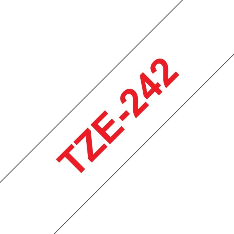 Nastro per etichette laminato generico Brother TZe242 - Testo rosso su sfondo bianco - Larghezza 18 mm x 8 metri Nastro per etichette laminato generico Brother TZe242 - Testo rosso su sfondo bianco - Larghezza 18 mm x 8 metri