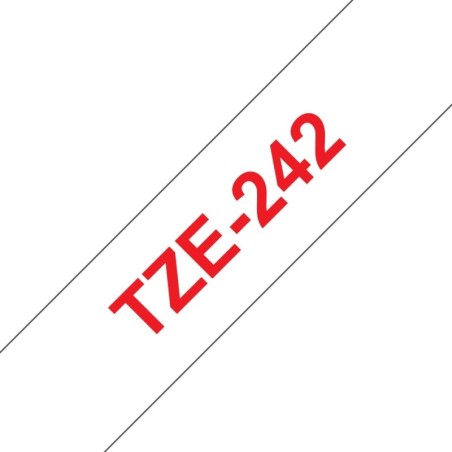 Nastro per etichette laminato generico Brother TZe242 - Testo rosso su sfondo bianco - Larghezza 18 mm x 8 metri