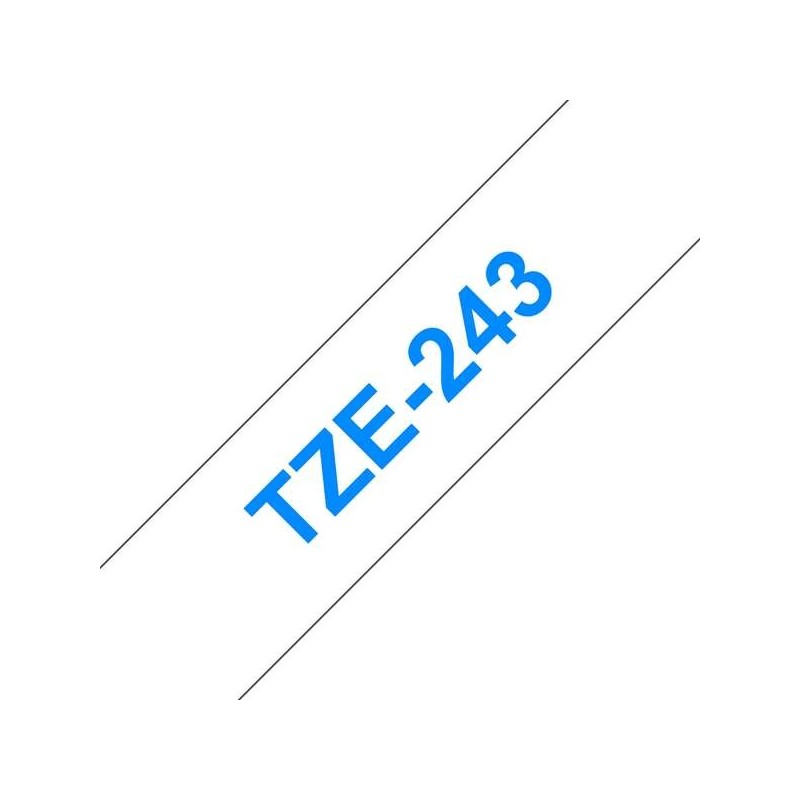 Nastro per etichette laminato generico Brother TZe243 - Testo blu su sfondo bianco - Larghezza 18 mm x 8 metri