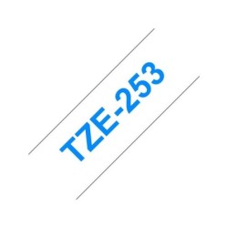 Nastro per etichette laminato generico Brother TZe253 - Testo blu su sfondo bianco - Larghezza 24 mm x 8 metri