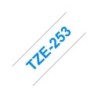 Brother TZe253 Cinta Laminada Generica de Etiquetas - Texto azul sobre fondo blanco - Ancho 24mm x 8 metros