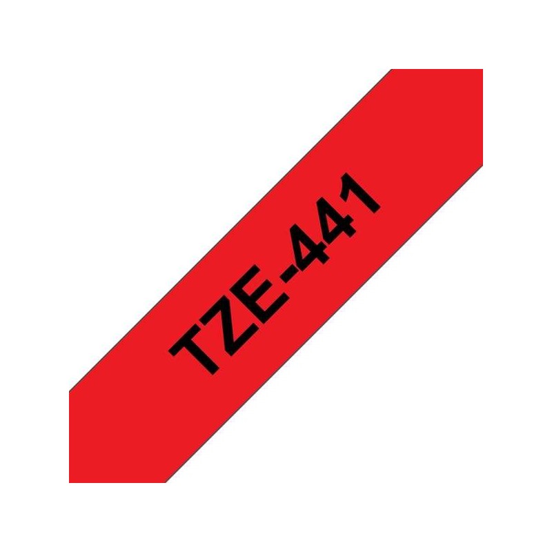Nastro per etichette laminato generico Brother TZe441 - Testo nero su sfondo rosso - Larghezza 18 mm x 8 metri Nastro per etichette laminato generico Brother TZe441 - Testo nero su sfondo rosso - Larghezza 18 mm x 8 metri