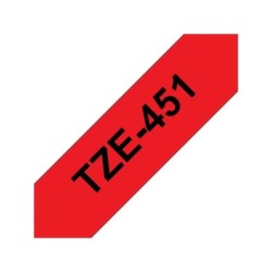 Brother TZe451 Cinta Laminada Generica de Etiquetas - Texto negro sobre fondo rojo - Ancho 24mm x 8 metros