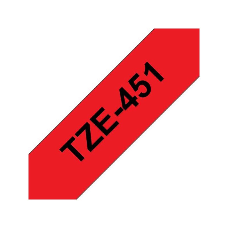 Brother TZe451 Cinta Laminada Generica de Etiquetas - Texto negro sobre fondo rojo - Ancho 24mm x 8 metros Brother TZe451 Cinta Laminada Generica de Etiquetas - Texto negro sobre fondo rojo - Ancho 24mm x 8 metros