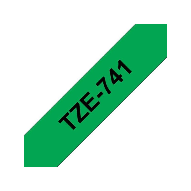 Nastro per etichette laminato generico Brother TZe741 - Testo nero su sfondo verde - Larghezza 18 mm x 8 metri Nastro per etichette laminato generico Brother TZe741 - Testo nero su sfondo verde - Larghezza 18 mm x 8 metri