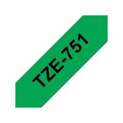 Nastro per etichette laminato generico Brother TZe751 - Testo nero su sfondo verde - Larghezza 24 mm x 8 metri