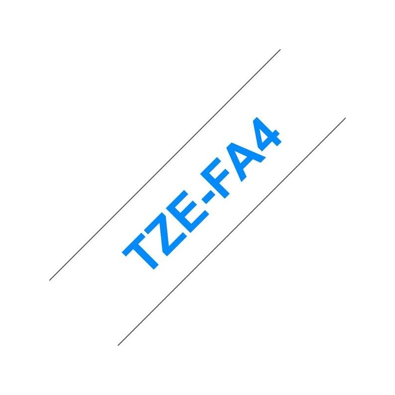 Nastro per etichette tessili generiche Brother TZeFA4 - Testo blu su sfondo bianco - Larghezza 18 mm x 3 metri Nastro per etichette tessili generiche Brother TZeFA4 - Testo blu su sfondo bianco - Larghezza 18 mm x 3 metri