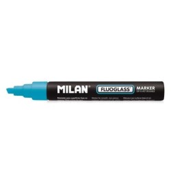 Pennarello Milan Fluoglass per superfici lisce - Punta a scalpello - Tratto da 2 a 4 mm - Inchiostro a base acqua - Cancellazion