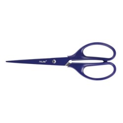 Milan Tijeras Oficina Acid con Cuchilla de Acero Inoxidable - Mango de Plastico Simetrico - Longitud 17cm - Color Azul