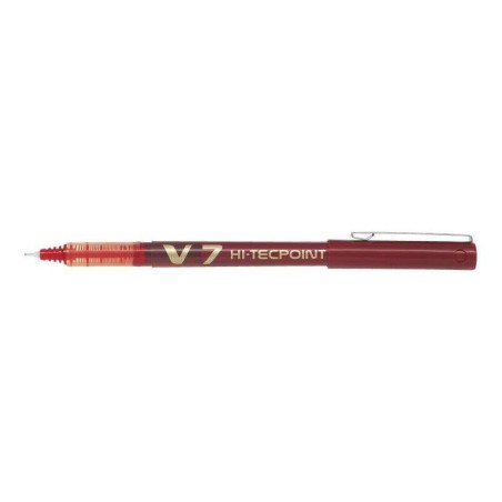 Pilot Boligrafo de tinta liquida V7 HI-Tecpoint Rollerball - Punta fina de aguja 0.7mm - Trazo 0.5mm - Color Rojo