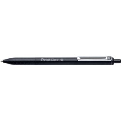 Penna a sfera retrattile Pentel iZee - Punta da 0,7 mm - Corsa da 0,35 mm - Clip in metallo - Colore nero 12pz 12pz