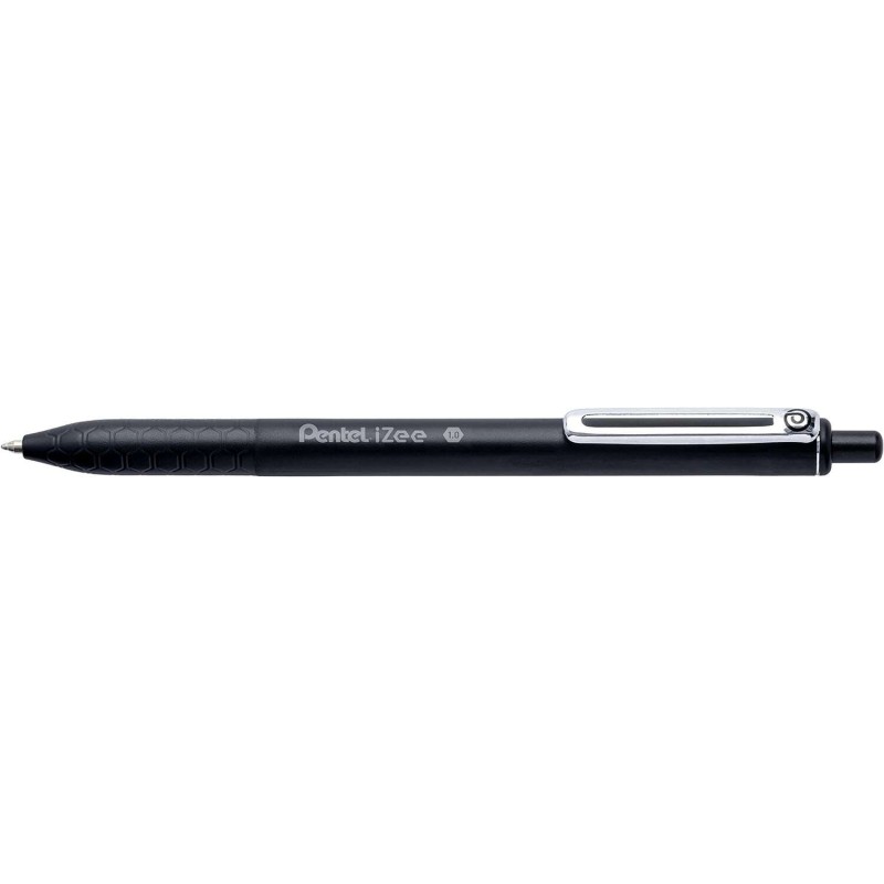 Pentel iZee Boligrafo de Bola Retractil - Punta 0.7mm - Trazo 0.35mm - Clip de Metal - Color Negro Pentel iZee Boligrafo de Bola Retractil - Punta 0.7mm - Trazo 0.35mm - Clip de Metal - Color Negro