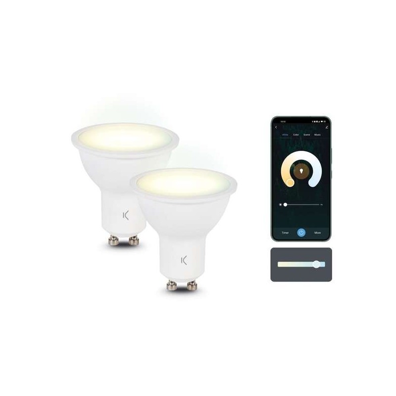 Ksix Confezione da 2 Lampadine Smartled Smart - CCT - 5.5W - GU10 Ksix Confezione da 2 Lampadine Smartled Smart - CCT - 5.5W - GU10