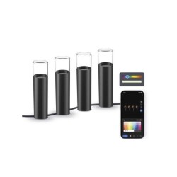 Ksix Pack 4 Smartled Outdoor Balizas RGBWIC - IP65 - Control por APP - Instalacion Facil