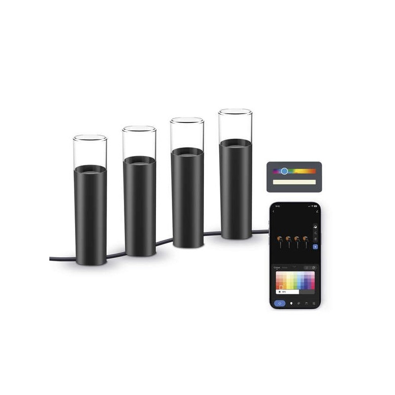 Ksix Pack 4 Fari Smartled RGBWIC da esterno - IP65 - Controllo APP - Installazione semplice Ksix Pack 4 Fari Smartled RGBWIC da esterno - IP65 - Controllo APP - Installazione semplice