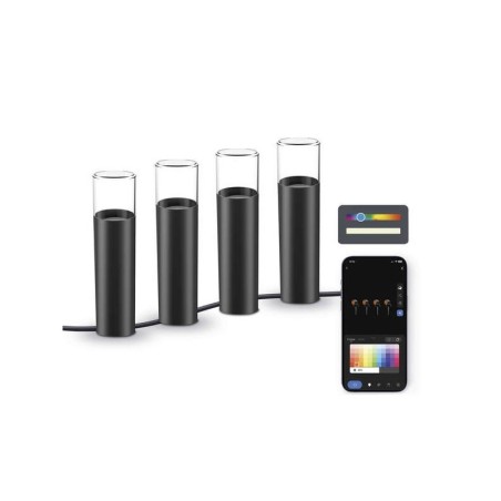 Ksix Pack 4 Smartled Outdoor Balizas RGBWIC - IP65 - Control por APP - Instalacion Facil