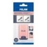Temperamatite Compact Milan Serie Compact 1918 con 2 Gomme - Temperamatite Doppio - Lama di Sicurezza - Colore Rosa