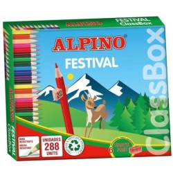 Alpino Festival Confezione da 288 matite colorate - Mina da 3 mm - 12 colori x 24 unità - Ideale per le lezioni - Colori assorti