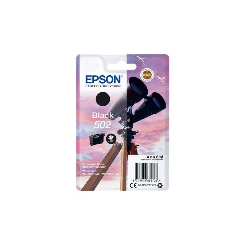 Cartuccia d'inchiostro originale nera Epson 502 - C13T02V14010 Cartuccia d'inchiostro originale nera Epson 502 - C13T02V14010