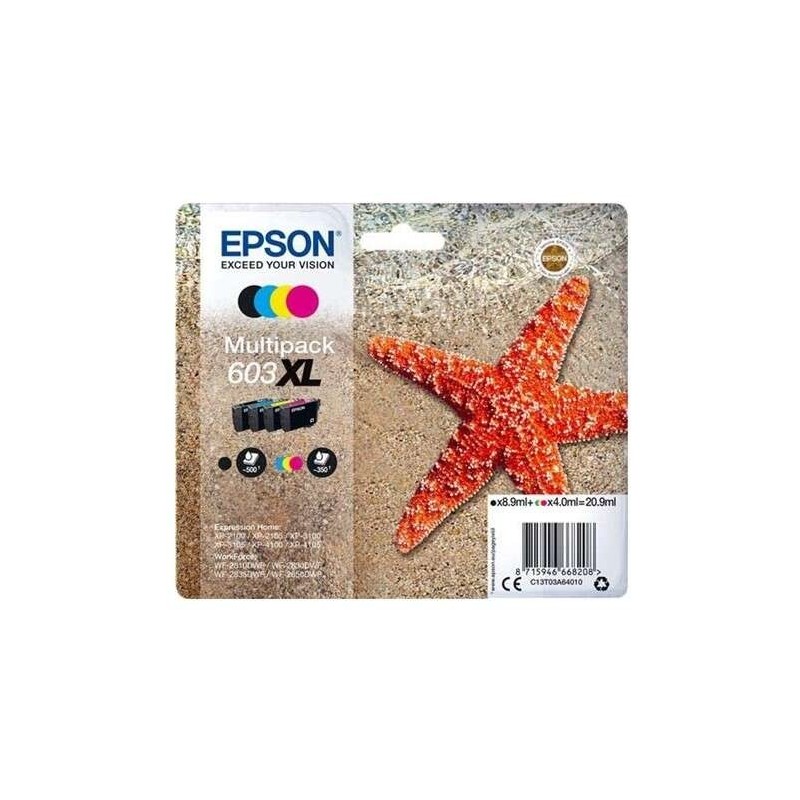Confezione da 4 cartucce d'inchiostro originali Epson 603XL - C13T03A64010 Confezione da 4 cartucce d'inchiostro originali Epson 603XL - C13T03A64010
