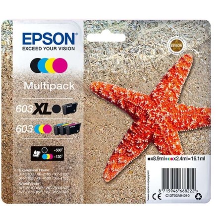 Confezione da 4 cartucce d'inchiostro originali Epson 603XL/603 - C13T03A94010