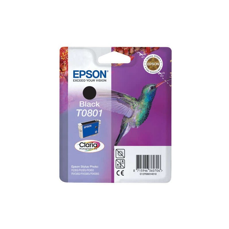 Cartuccia d'inchiostro originale nera Epson T0801 - C13T08014011 Cartuccia d'inchiostro originale nera Epson T0801 - C13T08014011