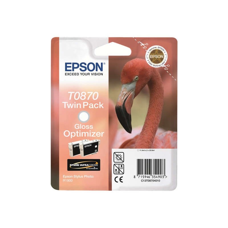 Epson T0870 Confezione da 2 cartucce d'inchiostro originali per ottimizzatori di luminosità - C13T08704010
