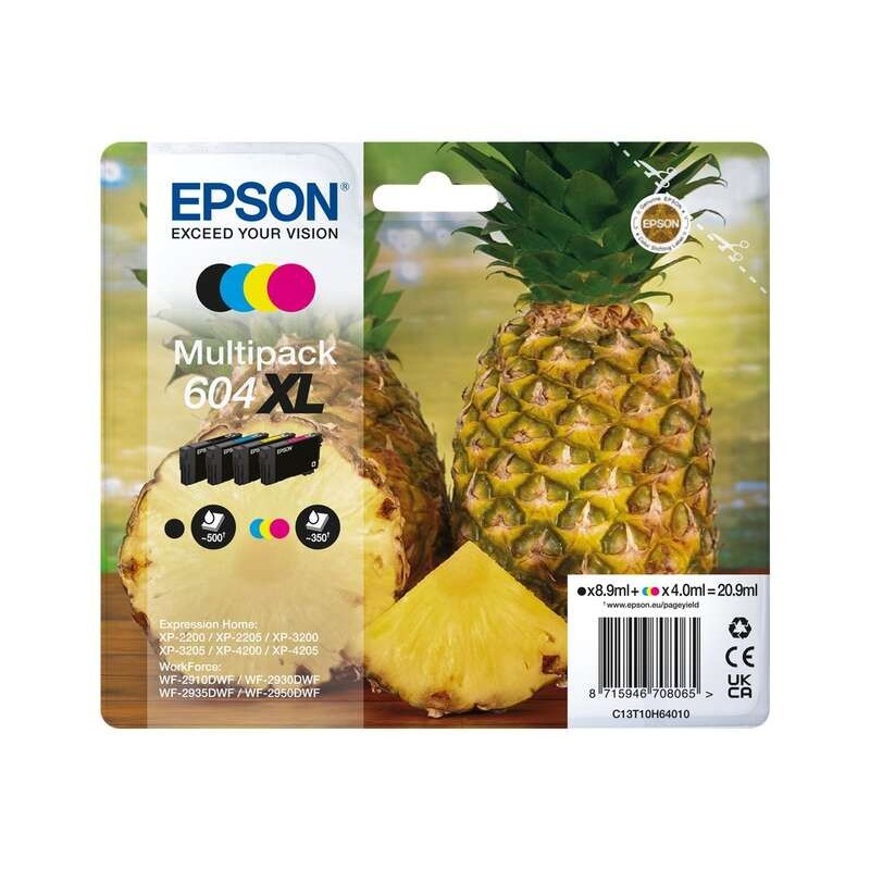 Confezione da 4 cartucce d'inchiostro originali Epson 604XL - C13T10H64010 Confezione da 4 cartucce d'inchiostro originali Epson 604XL - C13T10H64010