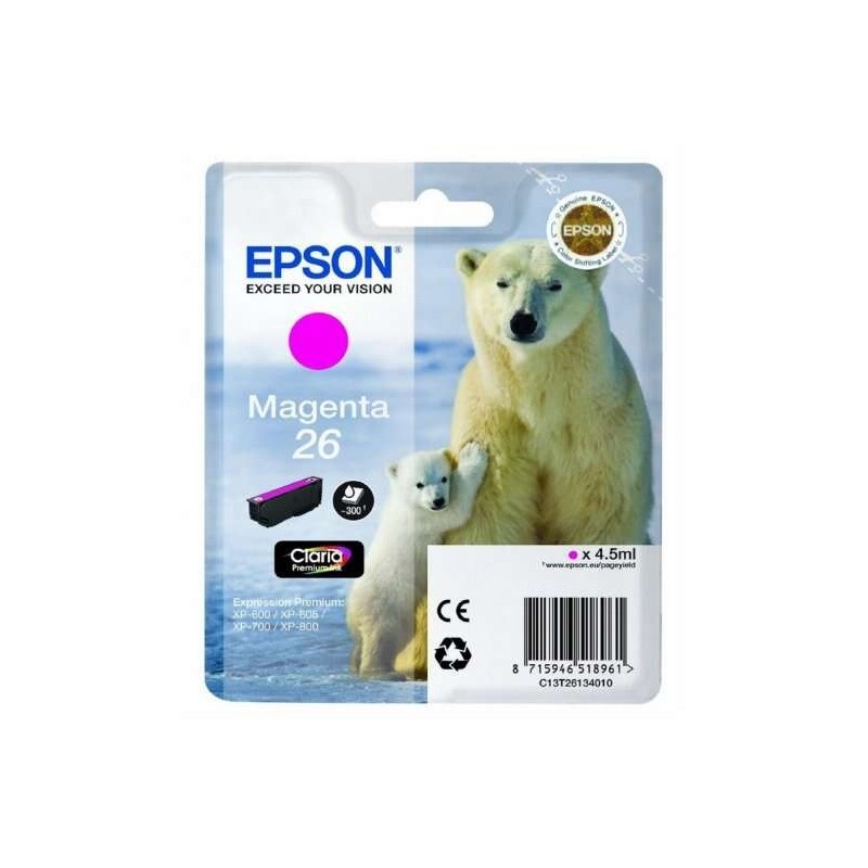 Cartuccia d'inchiostro originale magenta Epson T2613 (26) - C13T26134012 Cartuccia d'inchiostro originale magenta Epson T2613 (26) - C13T26134012