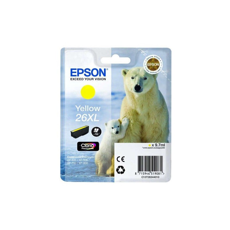 Cartuccia d'inchiostro originale Epson T2634 (26XL) gialla - C13T26344012 Cartuccia d'inchiostro originale Epson T2634 (26XL) gialla - C13T26344012