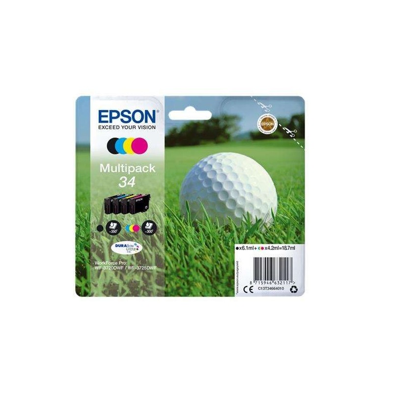 Confezione da 4 cartucce d'inchiostro originali Epson T3466 - C13T34664010 Confezione da 4 cartucce d'inchiostro originali Epson T3466 - C13T34664010